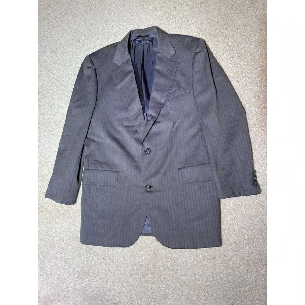 Vintage‎ Brooks Brothers Brooksease Wool Blazer Gray Stripe Made USA 40